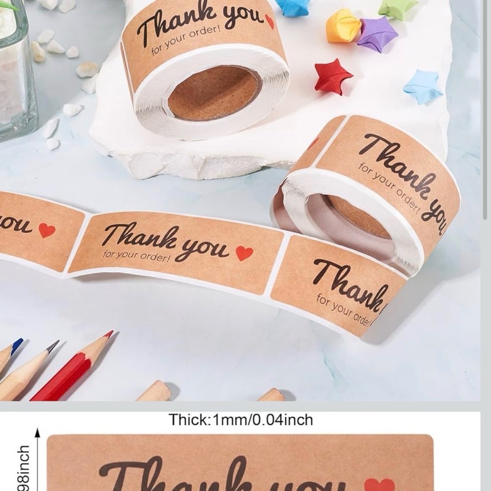 Thank You Sticker Roll with Heart Design -120 stickers